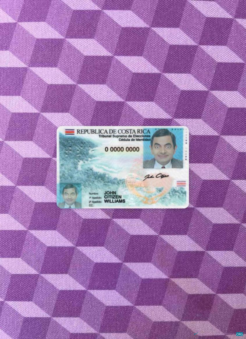 Download Costa Rica identity card version 2 photolook FRONT Photoshop template